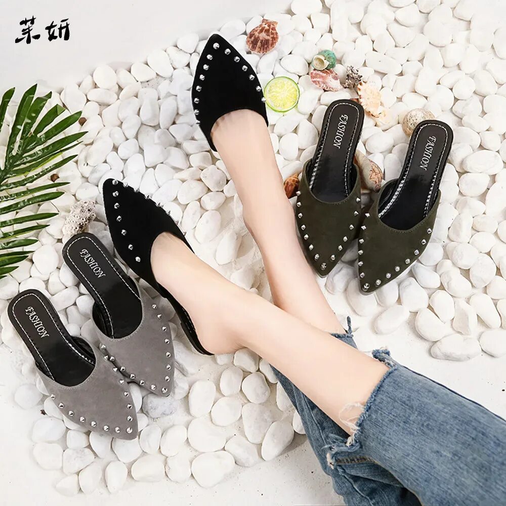 Шлепки Saenar Fashion Shoes. Туфли с клепками. Шлёпки женские на плоской подошве. Шлепанцы женские модные.