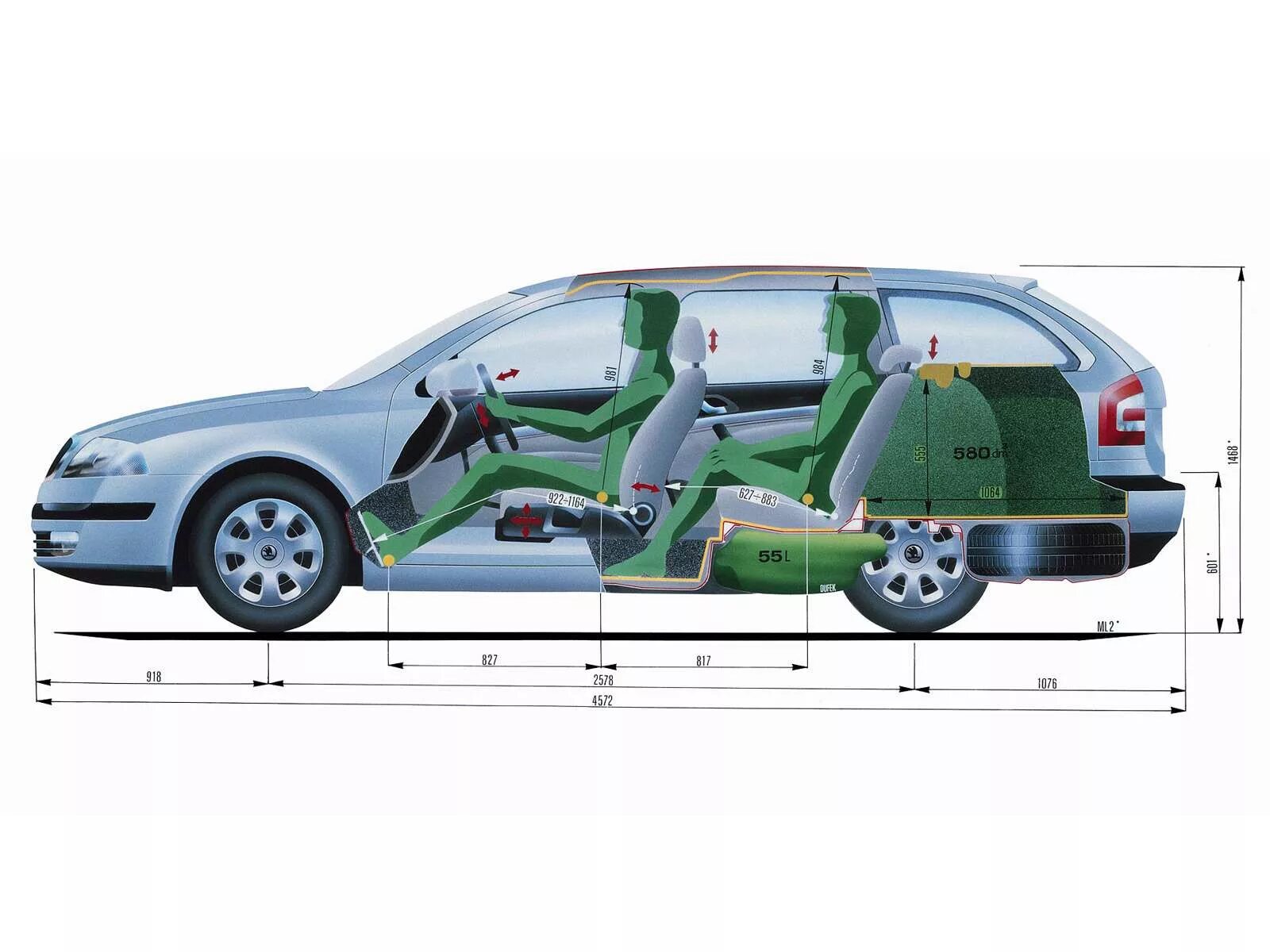 Skoda Octavia Tour универсал длина. Шкода универсал размеры