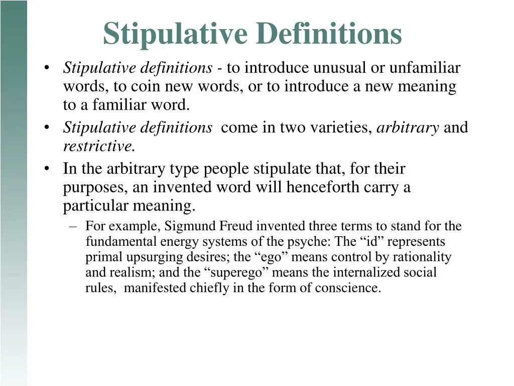 Particular meaning. Definitions. Definition. Stipulate.