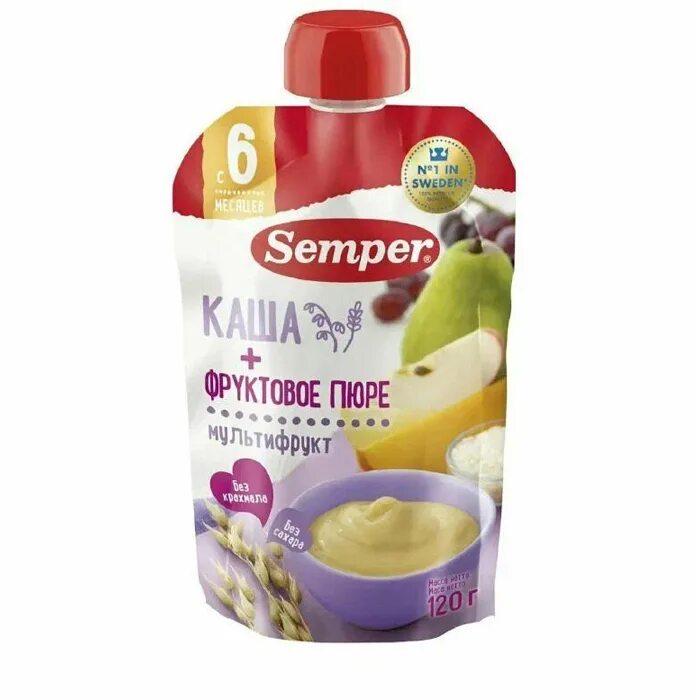 Мягкое пюре. Пауч семпер каша сэмпер. пюре сэмпер 120г. semper пюре мультифруктовое с кашей с 6 месяцев, 12 шт по 120 г. каша + фруктовое пюре semper.