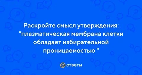 Плазматическая мембрана обладает избирательной проницаемостью