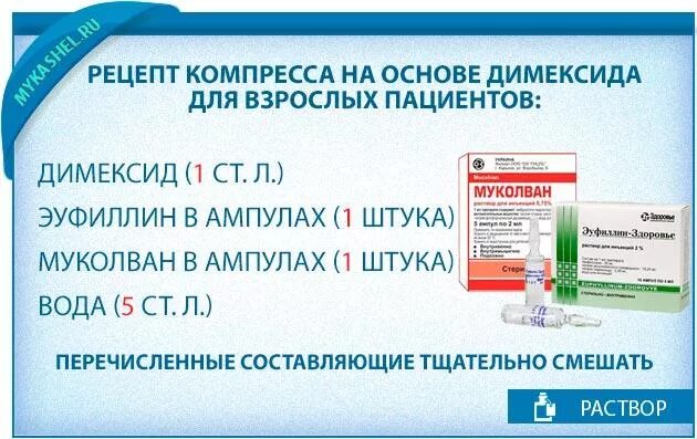 Сколько времени можно держать компресс. Примочки с димексидом и новокаином на суставы. Смесь димексида и новокаина для суставов. Примочка с димексидом и новокаином пропорции. Новокаин с димексидом компресс соотношение.