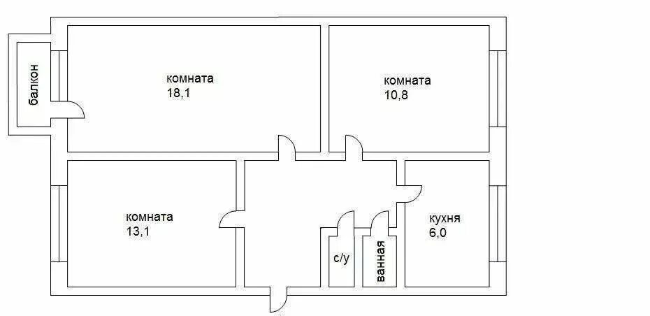 Планы трехкомнатных