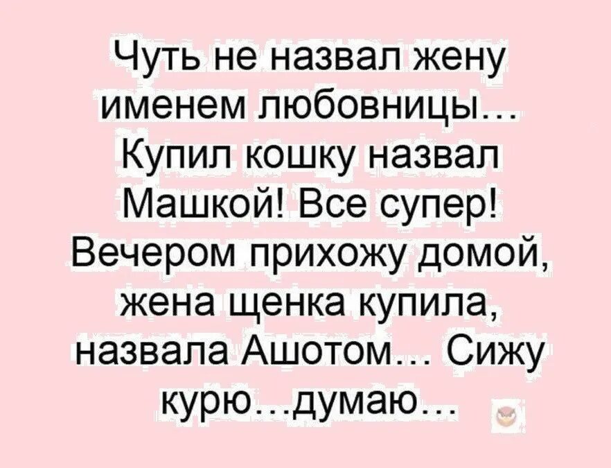 Любовницы форум жен. Жена завела собаку назвала Ашотом. Анекдот про жену и собаку. Анекдот зовёт собаку назвал именем лбловницы. Завёл кота назвал Машкой анекдот.