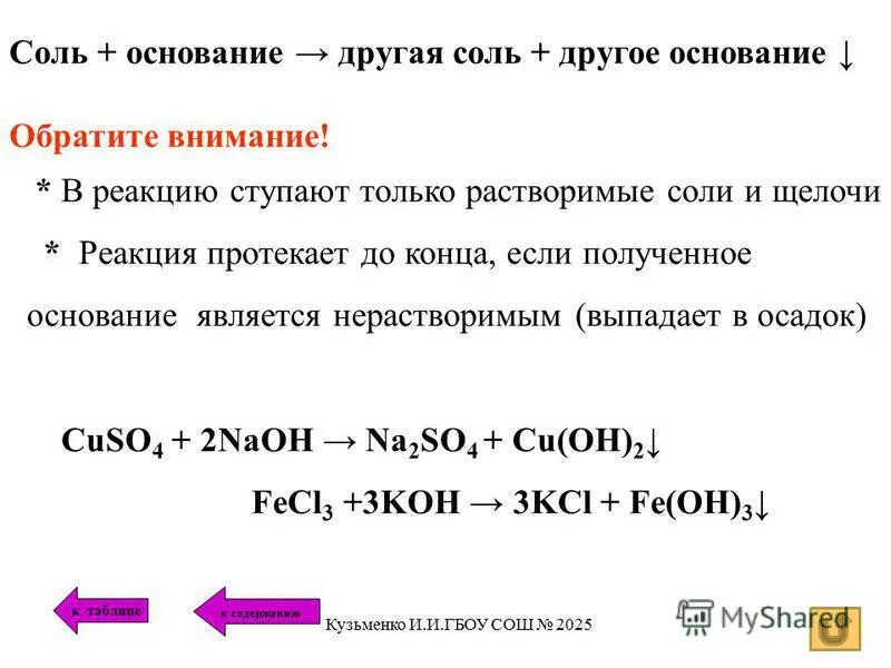 Какие реакции будут протекать до конца. Соль щелочь другая соль другое основание. Основание соль соль основание. Основание соль другое основание другая соль. Соль и основание реакция.