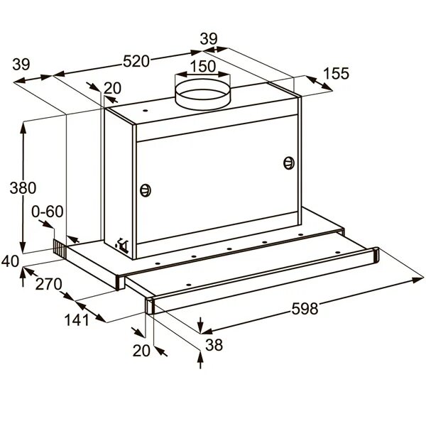 Лучшие встраиваемые вытяжки для кухни 60. Встраиваемая вытяжка Electrolux lfg9525k схема встраивания. Встраиваемая вытяжка Electrolux EFP 60520 G схема встраивания. Габариты встраиваемой вытяжки для кухни 60 см.