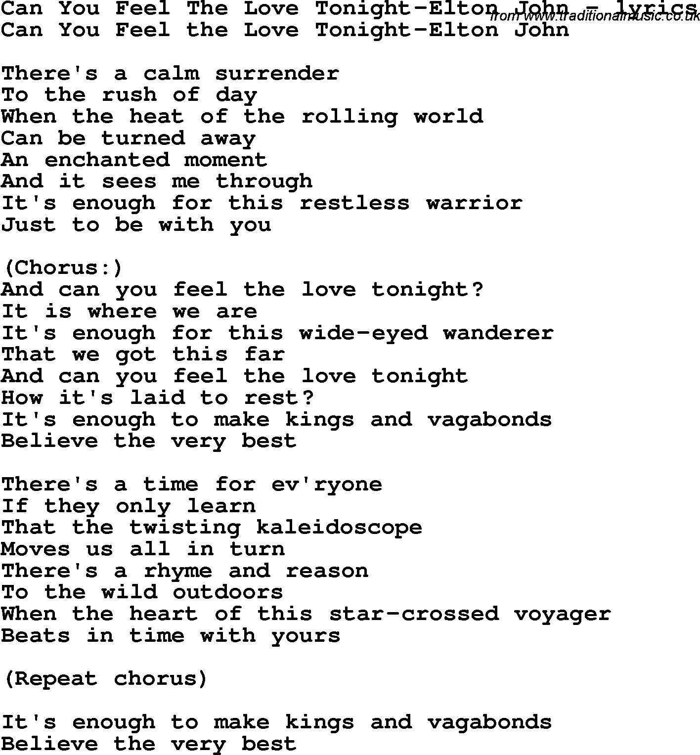 Can you feel good. Can you feel the Love Tonight текст. Элтон Джон can you feel the Love Tonight. Can you feel the Love Tonight? Элтон Джон текст. Текст песни Love Tonight.