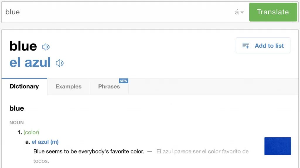 Example dictionary