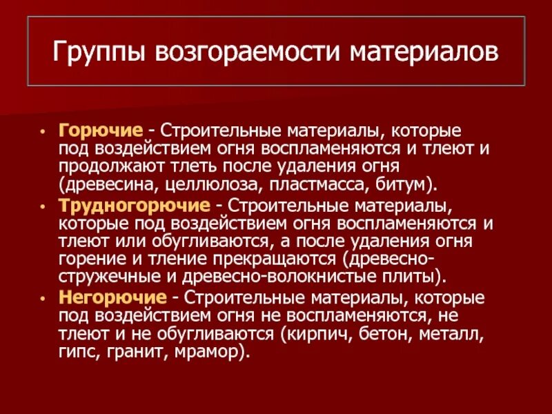 Группы по воспламеняемости подразделяются горючие строительные. Группы снораемости материалов. Горючие и негорючие материалы. Горючие строительные материалы. Горючее и негорючее материалы.