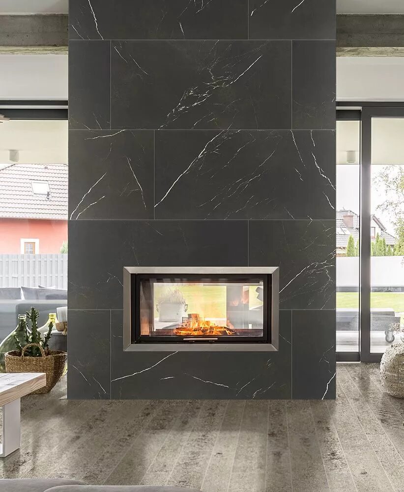 Камин из гибкого камня. Облицовка камина керамогранитом. Отделка камина керамогранитом. Современный камин. Облицовка камина керамогранитом.