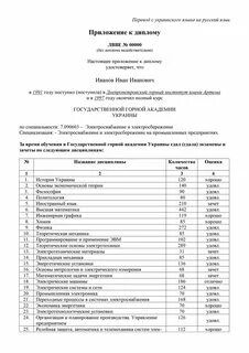 Перевод украинского аттестата