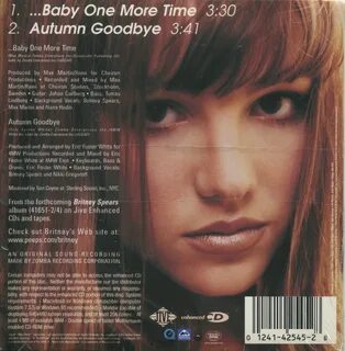 Britney Spears (1998 by Lisa Peardon) Baby One More Time Single #BackCove.....