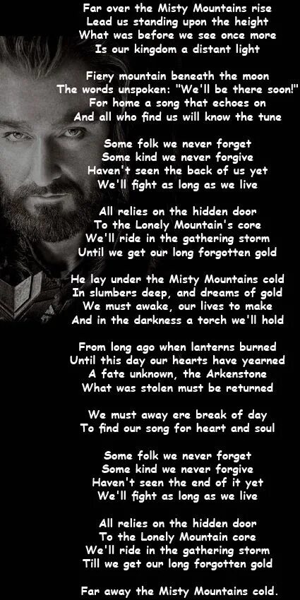 Mountain lyrics. Misty Mountains Cold. Misty Mountains текст. Misty Mountain Song. Мглистые горы Хоббит текст на английском.