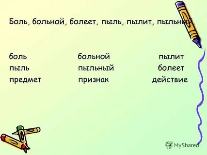 Боль предмет признак действие