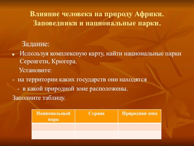 Африка влияние на природу. Влияние человека на природу заповедники и национальные парки. Влияние+человека+на+парки+национальные. Заповедники Африки презентация. Сообщение влияние человека на природу Африки.