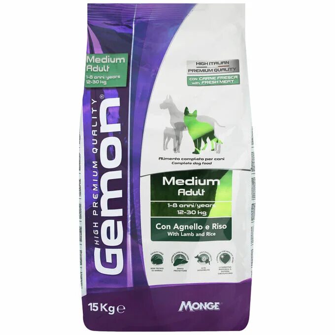 Gemon Dog Medium корм для взрослых собак средних пород ягненок с рисом 15 кг. Джимон для собак рис ягненок 15 кг. Gemon Dog PFB 24/12 корм для взрослых собак ягненок/. Монж ягненок рис для собак 15 кг.