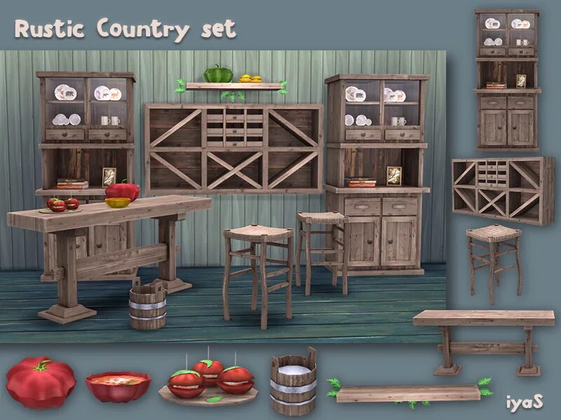 Мод симс декор. The sims 4 сельская кухня (комплект). деревенская кухня sims 4. симс 4 кухня сельская жизнь. симс 4 сельский стиль.