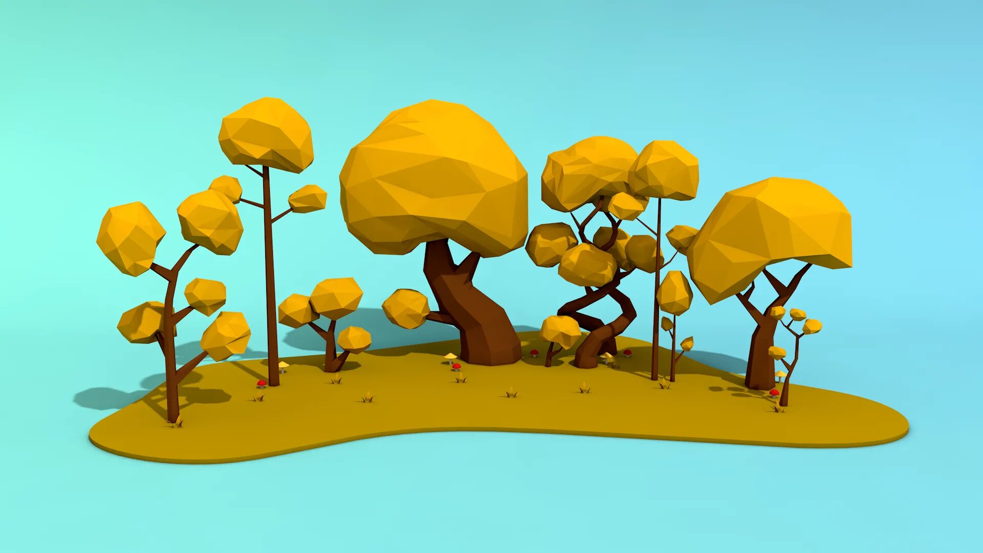 Low tree. Дерево low poly. low poly дерево cinema 4d. низкополигональные грибы. низкополигональная модель муравейника.