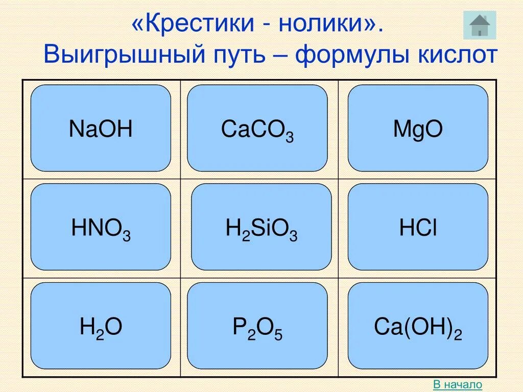 Ca oh 2 какая формула. Общая формула кислот. Выигрышный путь формулы кислот. Общая формула кислоты в химии. Крестики нолики выигрышный путь.