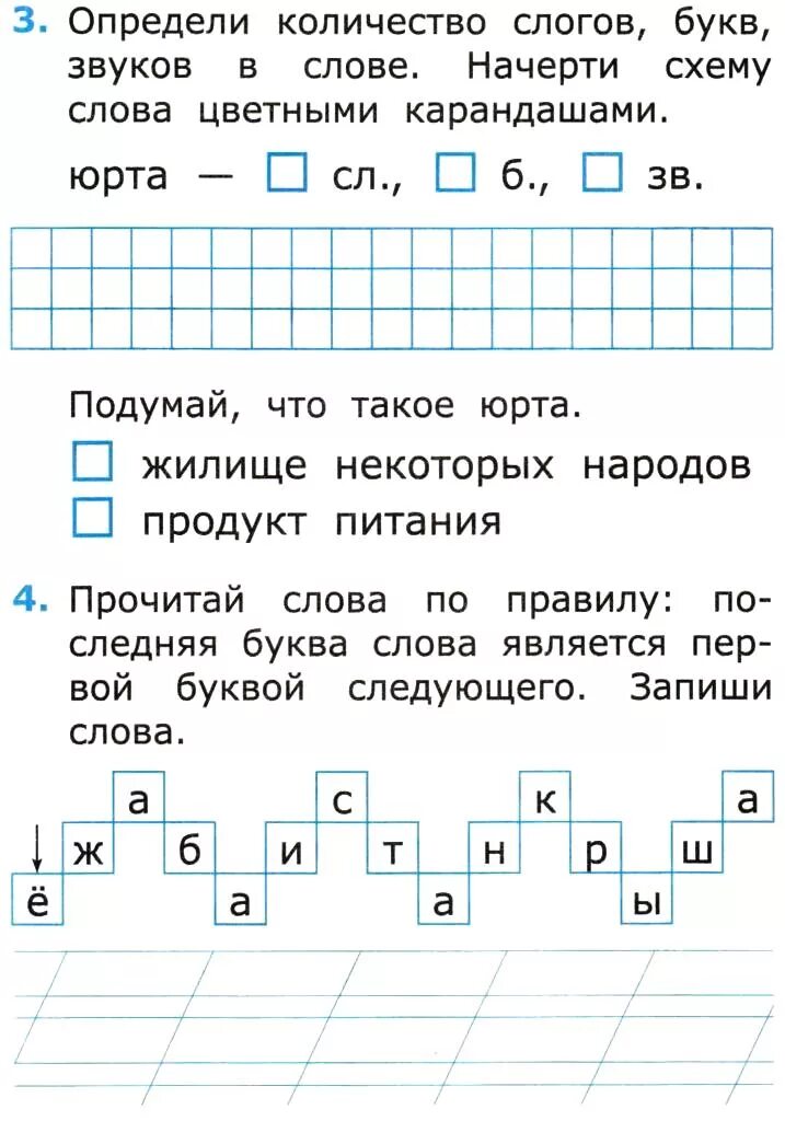 Звуковой анализ слова юрта. Схема слова юрта. Сколько слогов в слове юрта. Определи количество слогов букв и звуков. Сколько слогов букв звуков