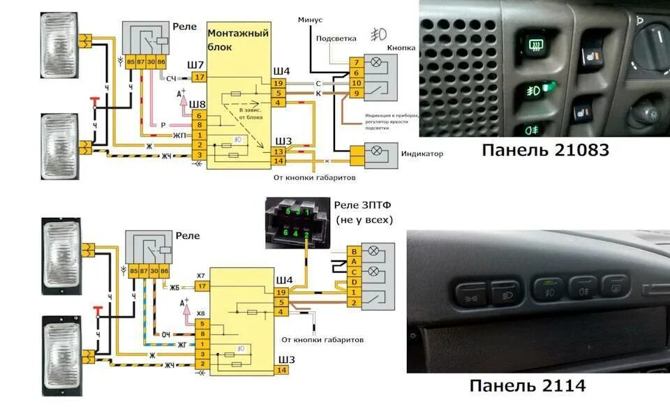 Противотуманные фары 2114 подключение. Реле туманок ВАЗ 2114 схема подключения. Реле включения задних ПТФ ВАЗ 2114. Схема включения противотуманок ВАЗ 2114. Схема проводки противотуманок ВАЗ 2114.