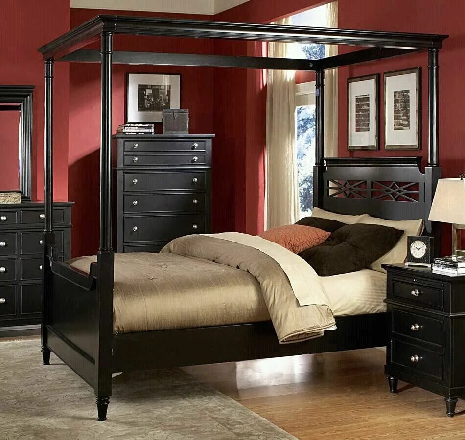 Спальня с темной мебелью. Спальня с коричневой мебелью. Интерьер с темной мебелью. Спальня с черной мебелью.