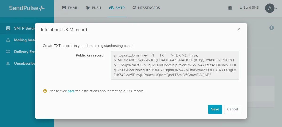 Как вставить DKIM. DKIM как выглядит. Send Pulse. СЕНДПУЛЬС пуш. Ключи txt