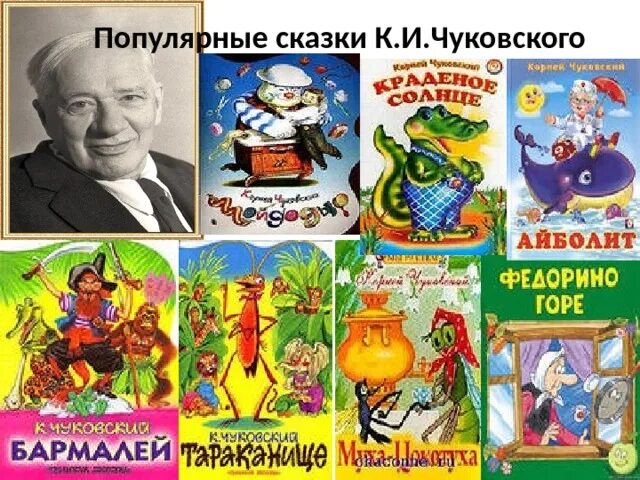 По произведения Корнея Ивановича Чуковского.. Произведения корнеячайковского для детей. Развлечение по чуковскому