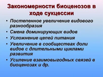 Биологическая роль сукцессии