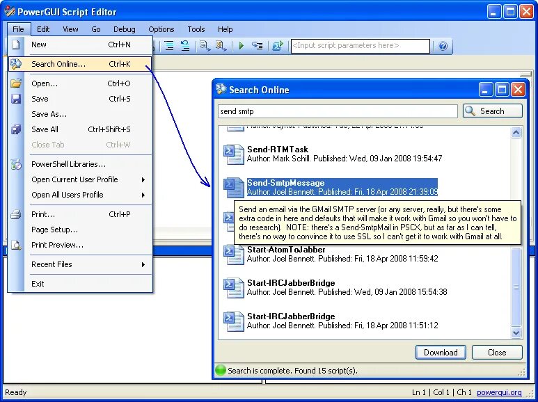 Script parameters. Script Editor. Редактор скриптов. Редактор сценариев. POWERGUI.