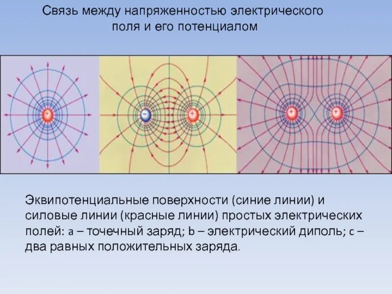 Эквипотенциальная поверхность потенциал электростатического поля. Эквипотенциальные поверхности электрического поля диполя. Поле диполя силовые линии эквипотенциальные поверхности. Эквипотенциальные линии для точечного положительного заряда. Эквипотенциальные поверхности для точечного электрического заряда..