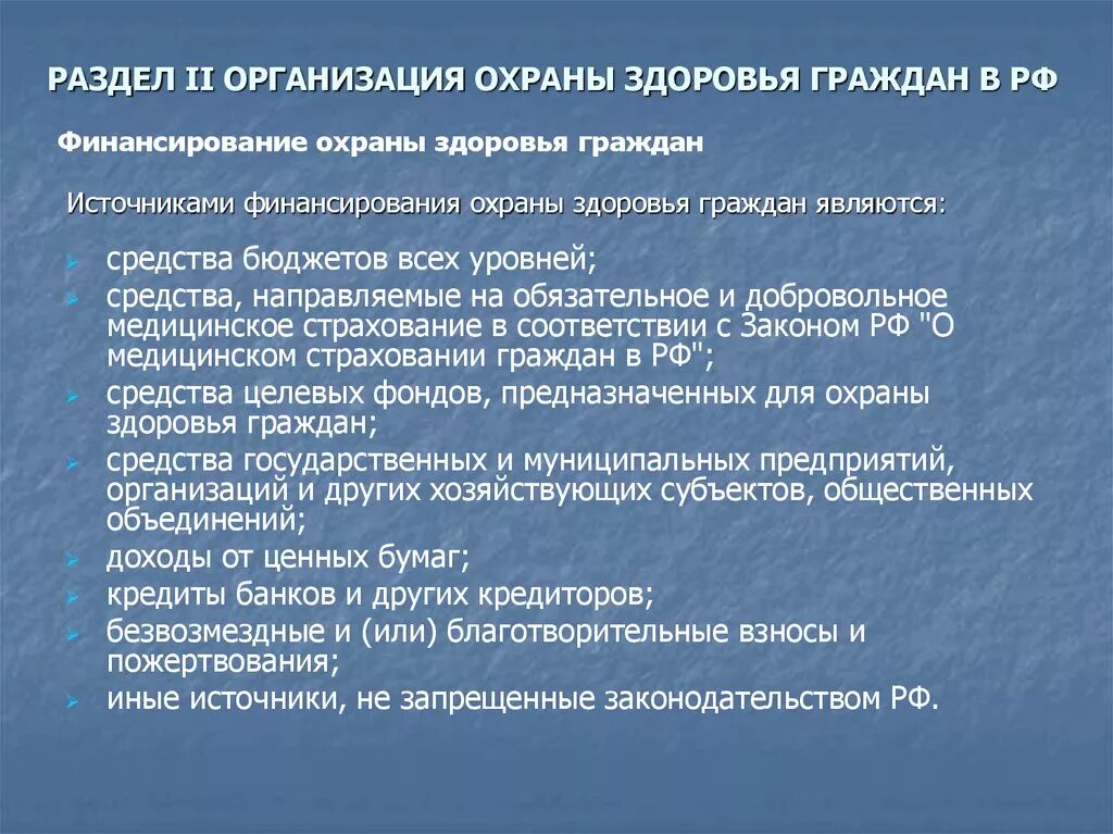 Обеспечение прав детей на охрану здоровья. Организация охраны здоровья. Организация охраны здоровья граждан в РФ. Источниками финансирования охраны здоровья граждан являются:. Организация по охране здоровья.