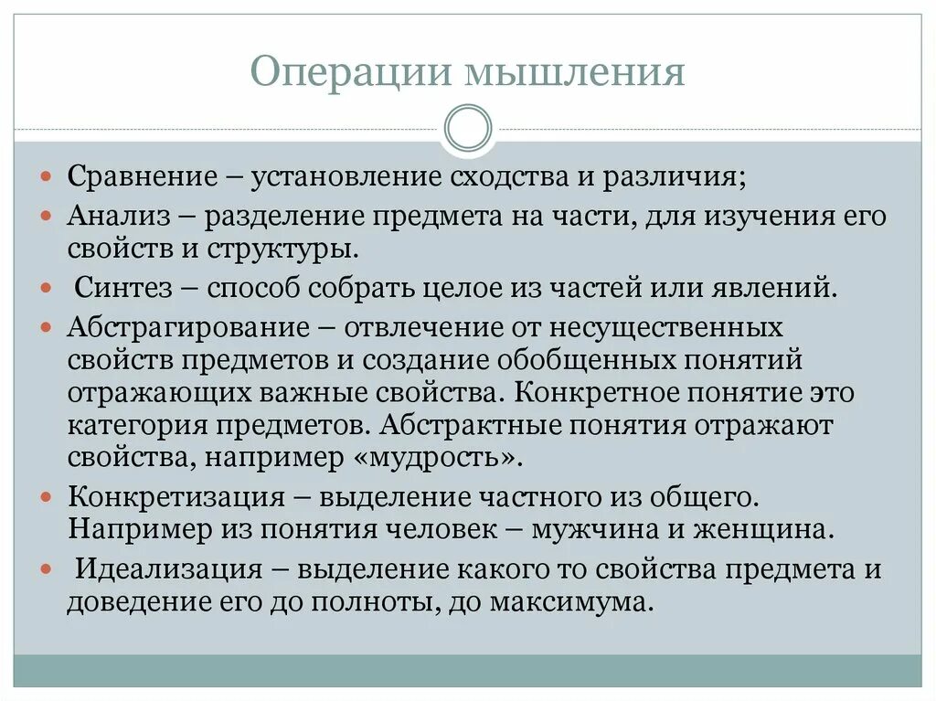 Операция мышления синтез. Операции мышления. Операции мышления.психология. Виды и операции мышления. Характеристика операций мышления.