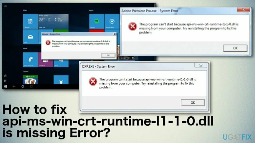 Отсутствуют api ms win crt runtime. Ошибка api. api ms win crt runtime. системная ошибка 1-1-0 dll. crt.ru.