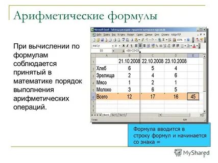 Электронные таблицы ms excel формулы