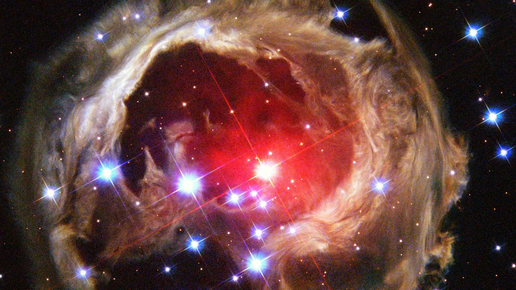 Как рождается новая звезда. Звезда v838 mon. Созвездие Единорог v838. V838 mon Light Echo.