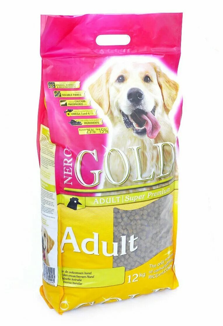 Неро Голд корм для собак. Nero Gold super Premium Adult. Nero Gold для взрослых собак: курица и рис (Adult Chicken and Rice 25/15). Корма премиум класса для собак.