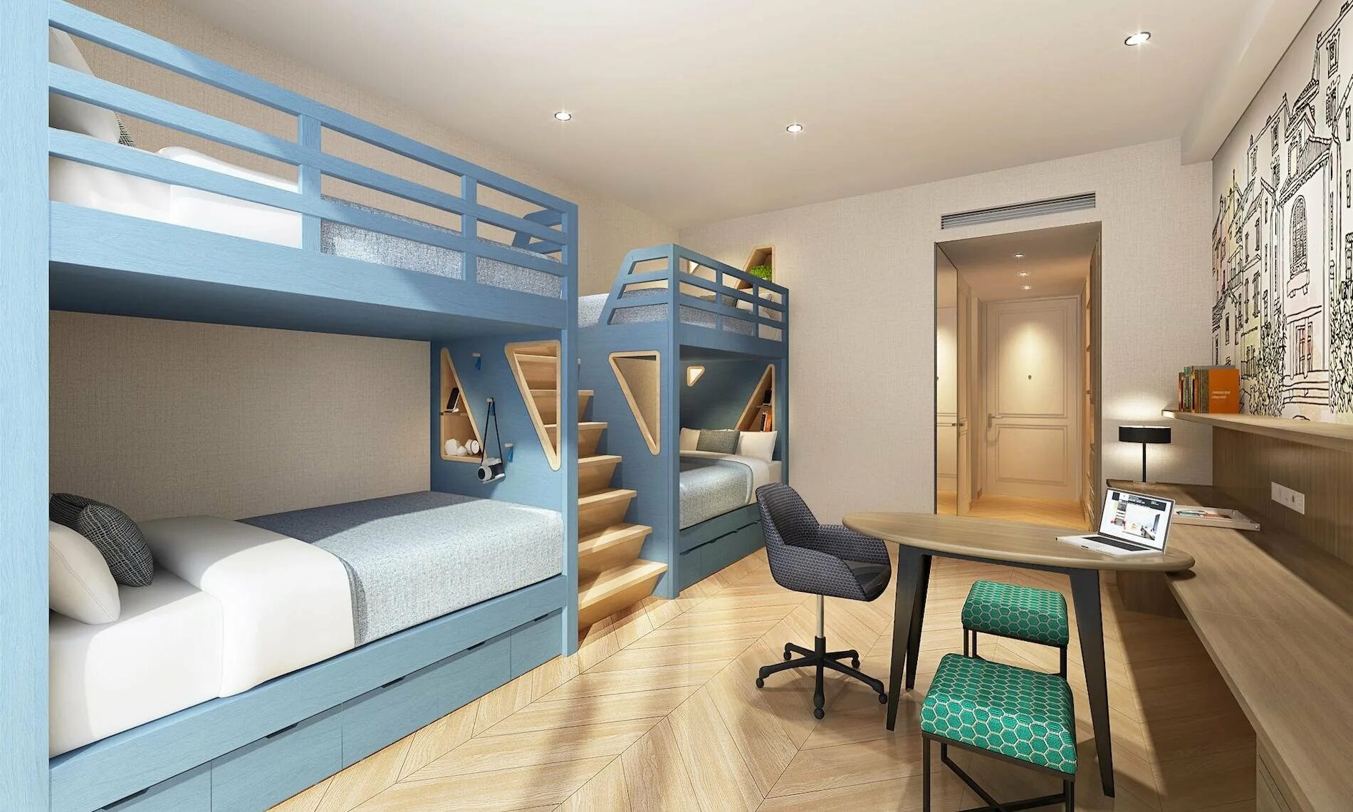 11 Incredible Bunk Beds That Will Make You Wish You Had A Roommate Blue bedroom 