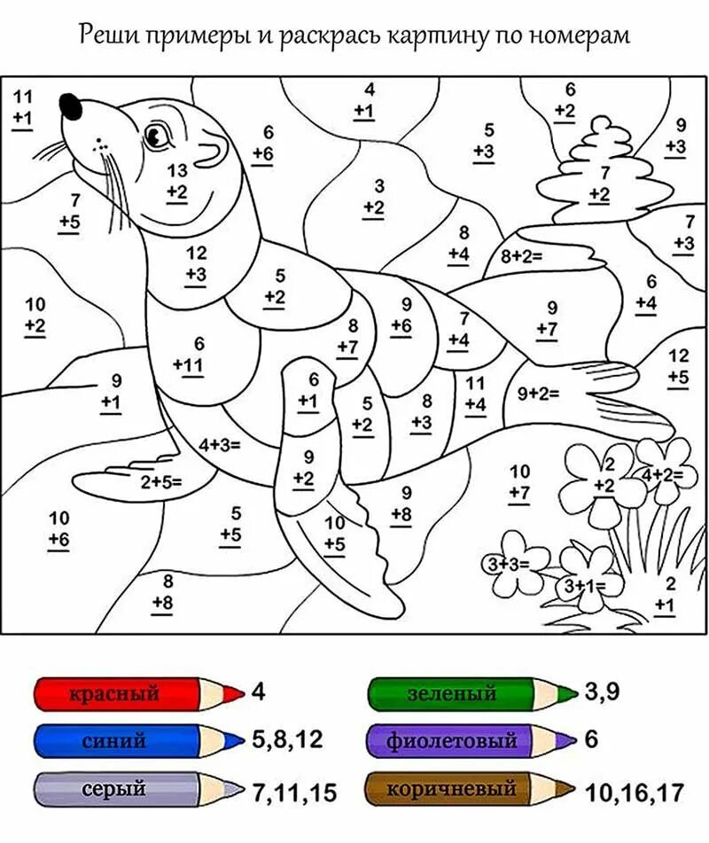 Математические раскраски с примерами. Реши и раскрась для дошкольников. Математические раскраски для дошкольников. Решай пример и раскрась. Разукрашивать по примерам.