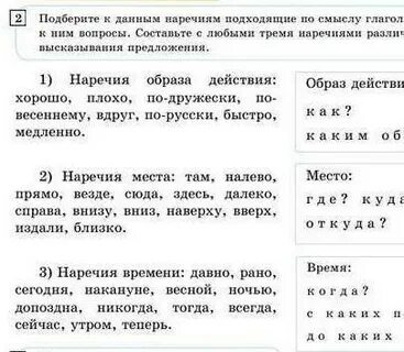 Подберите наречие егэ