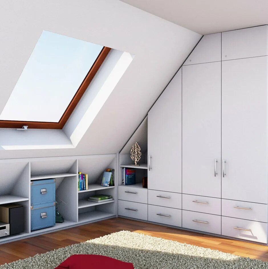 Мебель для мансарды со скошенным. Встроенная мебель на мансарде. Шкаф на мансарде. Шкаф икеа в мансарде. Мансардные двери раумплюс.