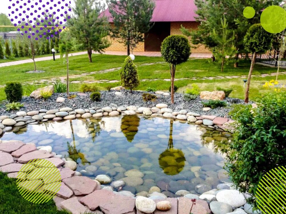 Пруд примеры. Искусственный водоем на участке. Пруд 700л. Прудик на даче для купания. Альпийская горка с ручьем и прудиком.