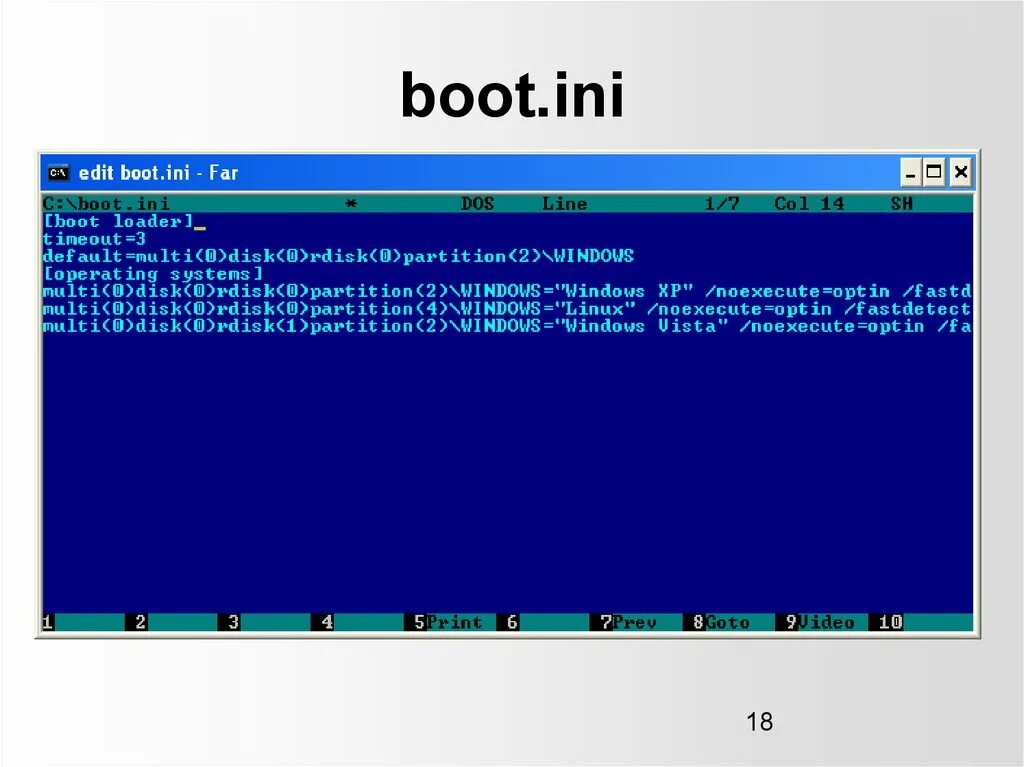 Windows boot ini. Boot.ini. виндовс хр boot.ini. boot.ini windows xp. файл boot.ini и база данных bcd..