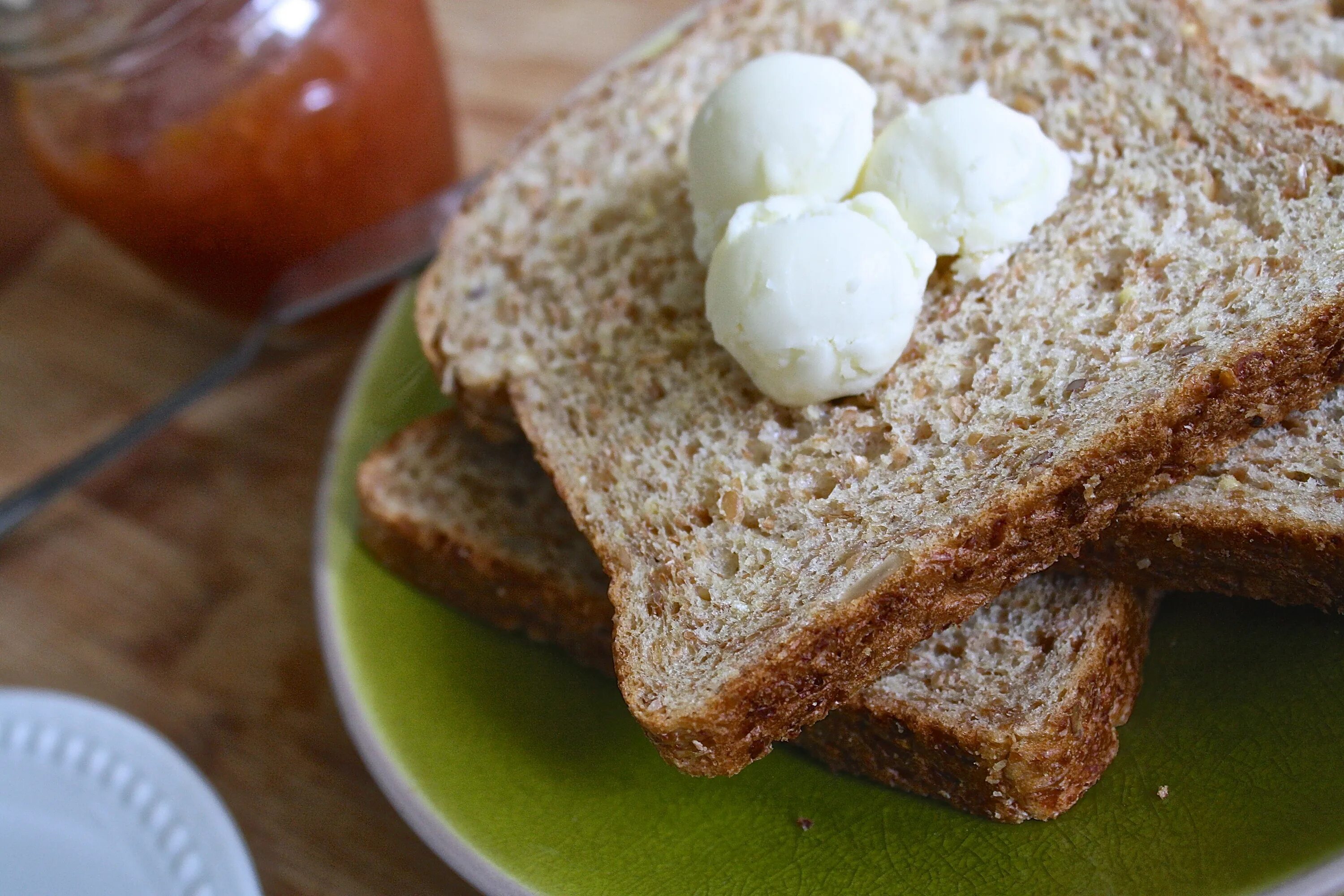 There bread on the table
