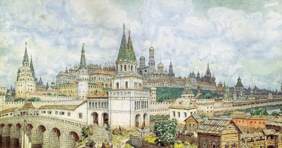 Васнецов Белокаменный Кремль Дмитрия Донского. Московский кремль в средневековье