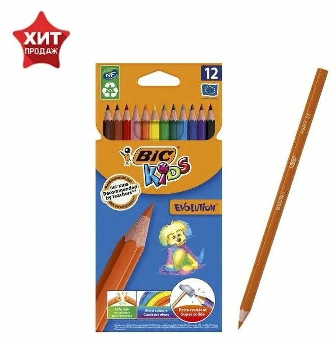 Карандаш чернографитный bic, 1 шт. Цветные карандаши bic 12 цветов. Карандаши bic kids, 12 цветов. Карандаш чернографитный bic evolution fluo 1шт (кратность 36шт). Карандаши bic kids evolution 12 цветов.
