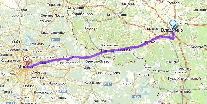 Сколько ехать до владимирской