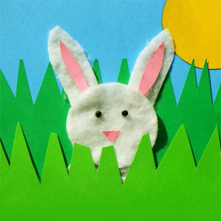 Зайчик из ватных дисков. Заяц из ватных дисков аппликация. поделка зайчик из ватных дисков. поделка зайка из ватных дисков. зайчик из ватного диска.