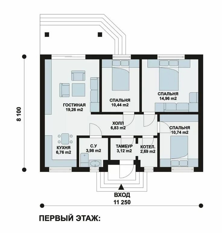 Проект 1 этаж. Одноэтажный дом 80м2 планировка с тремя спальнями. дом 80 кв.м одноэтажный с 2 спальнями планировка. планировка одноэтажного дома 110 кв.м с тремя спальнями. планировка одноэтажного дома 10 на 10 с тремя спальнями.