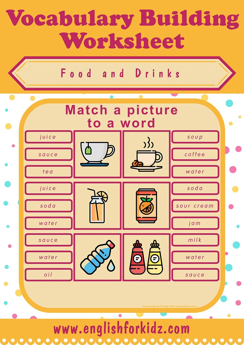 Food and Drinks Vocabulary Worksheets. Vocabulary for Drinks and food. Food and Drinks Worksheets for Intermediate. Food Drinks matching. Drinks worksheets